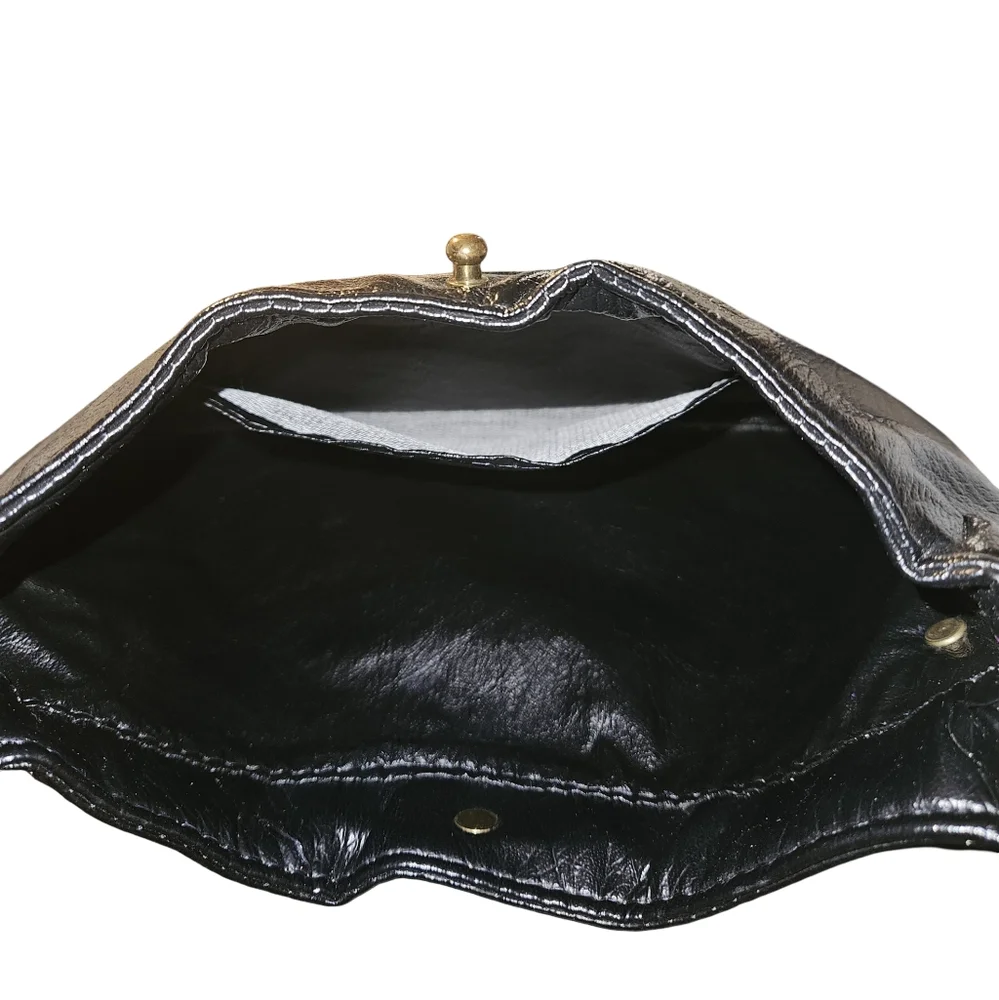 Vintage Black Leather Clutch